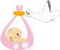 赤ちゃんとコウノトリの絵