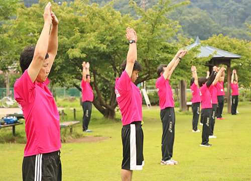 7月16日狩野川リバーサイドパークでラジオ体操を実施2